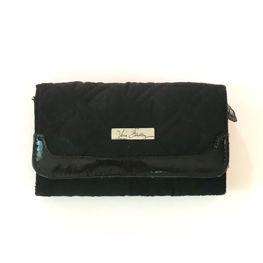 Vera Bradley Large Tri-Fold Black Quilted Wallet